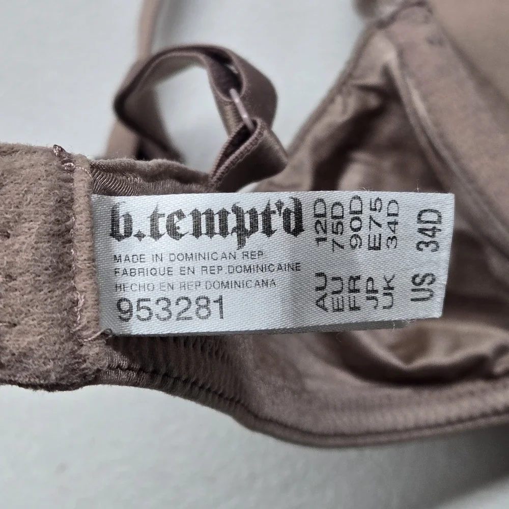 Btempt'd‎ Women Bra 34D Taupe T Shirt Underwired Strap Lightly Lined